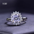 Silver 925 Original Brilliant Cut 2 Carat Diamond Test Past D Color Oval Moissanite Queen Ring for Women Wedding Fine Jewelry