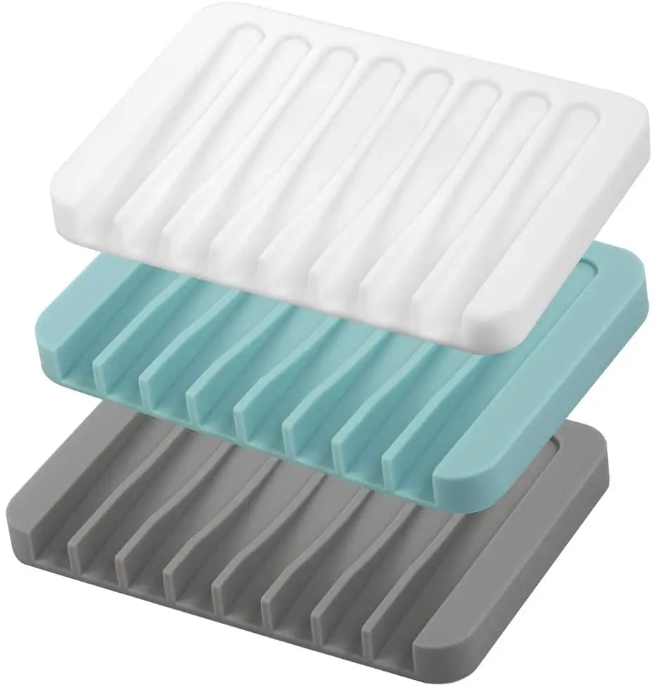 Hot Sale Premium Modern Eco-Friendly Portable Silicone Soap Dish Detachable Self-Draining Sponge Holder Bathroom Tray Home