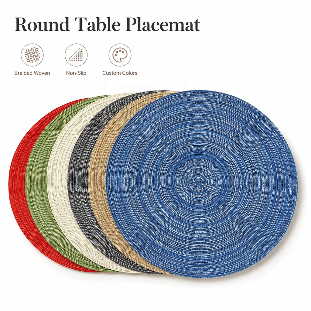 Round Tablecloths Non-Slip Fabric Table Mat Kitchen Accessories Home Decor Coasters Wove Straw Placemat Tablemat