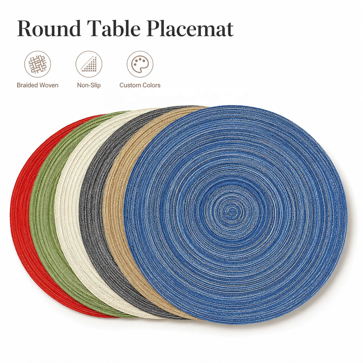 Round Tablecloths Non-Slip Fabric Table Mat Kitchen Accessories Home Decor Coasters Wove Straw Placemat Tablemat