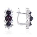 Fast Delivery Custom Classic Fashion Three Stone 925 Sterling Silver Natural Gemstone Black Garnet Snowflake Earrings