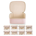 Wholesale Portable Travel Cosmetic Bag Jewellery Organizer Large Zipper Pu Leather Jewelry Set Box with 8 Visible Velvet Pouch