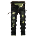 RNSHANGER Vintage Men's Jeans Without Belt High Street Motorcycle Fashion Casual Hip-hop Straight Denim Trousers for Male