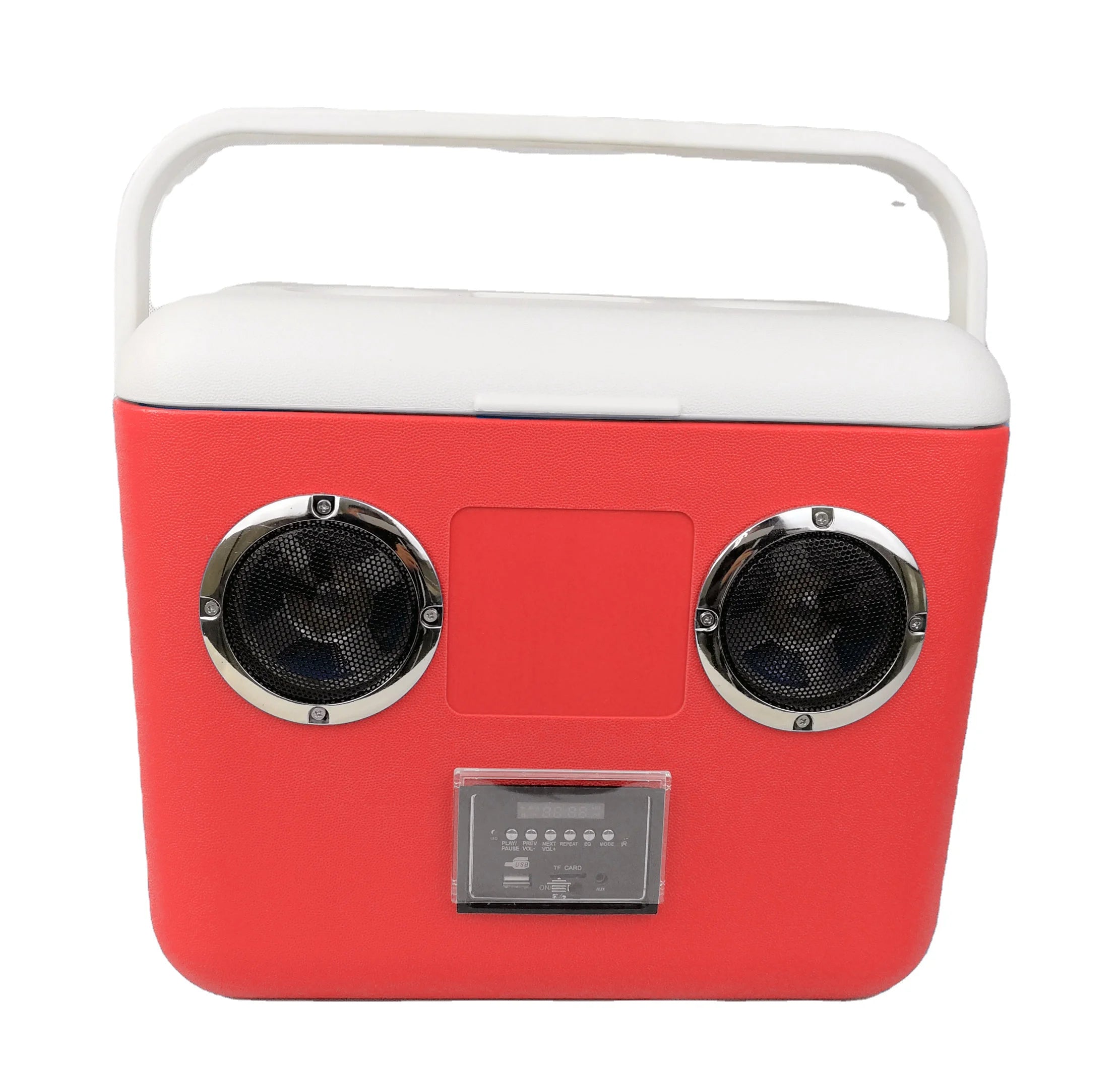 Handy Portable 15L PP/PE Plastic Wireless Speaker Cooler Box with AUX TF Card Radio for Travel Food Wine & Cans Custom Logo