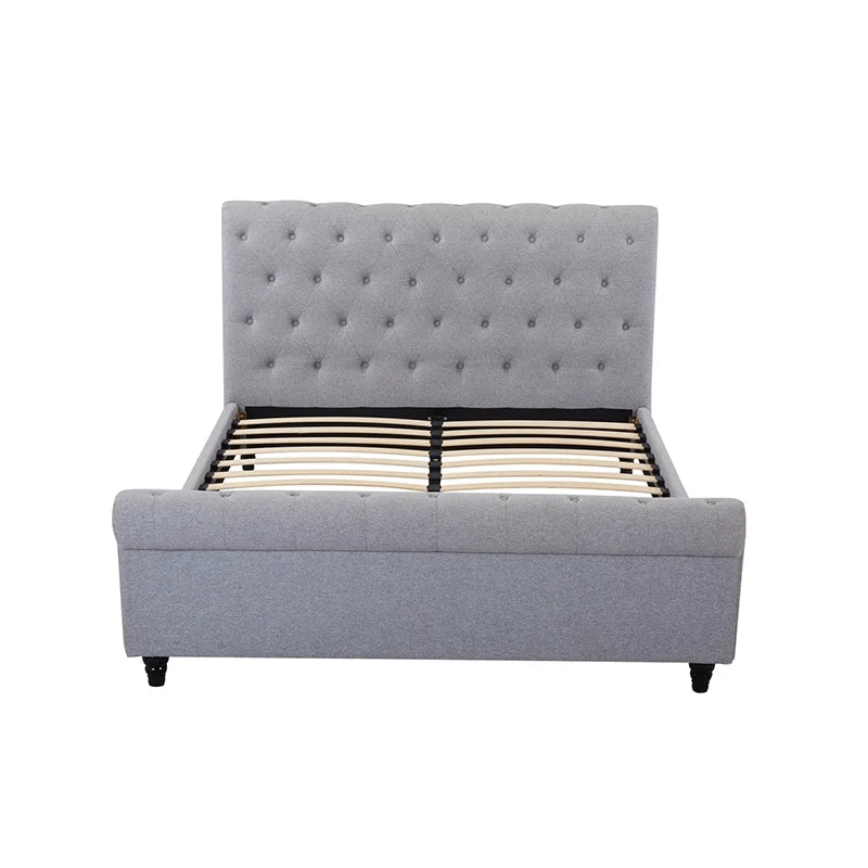 High Quality Dark Grey Fabric Queen Upholstered Modern king Bed Frame MegaBDM