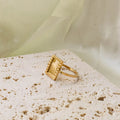 Chris April in Stock Fashion Jewelry PVD Gold Plated 316L Stainless Steel Minimalist Sunshine square Signet Ring