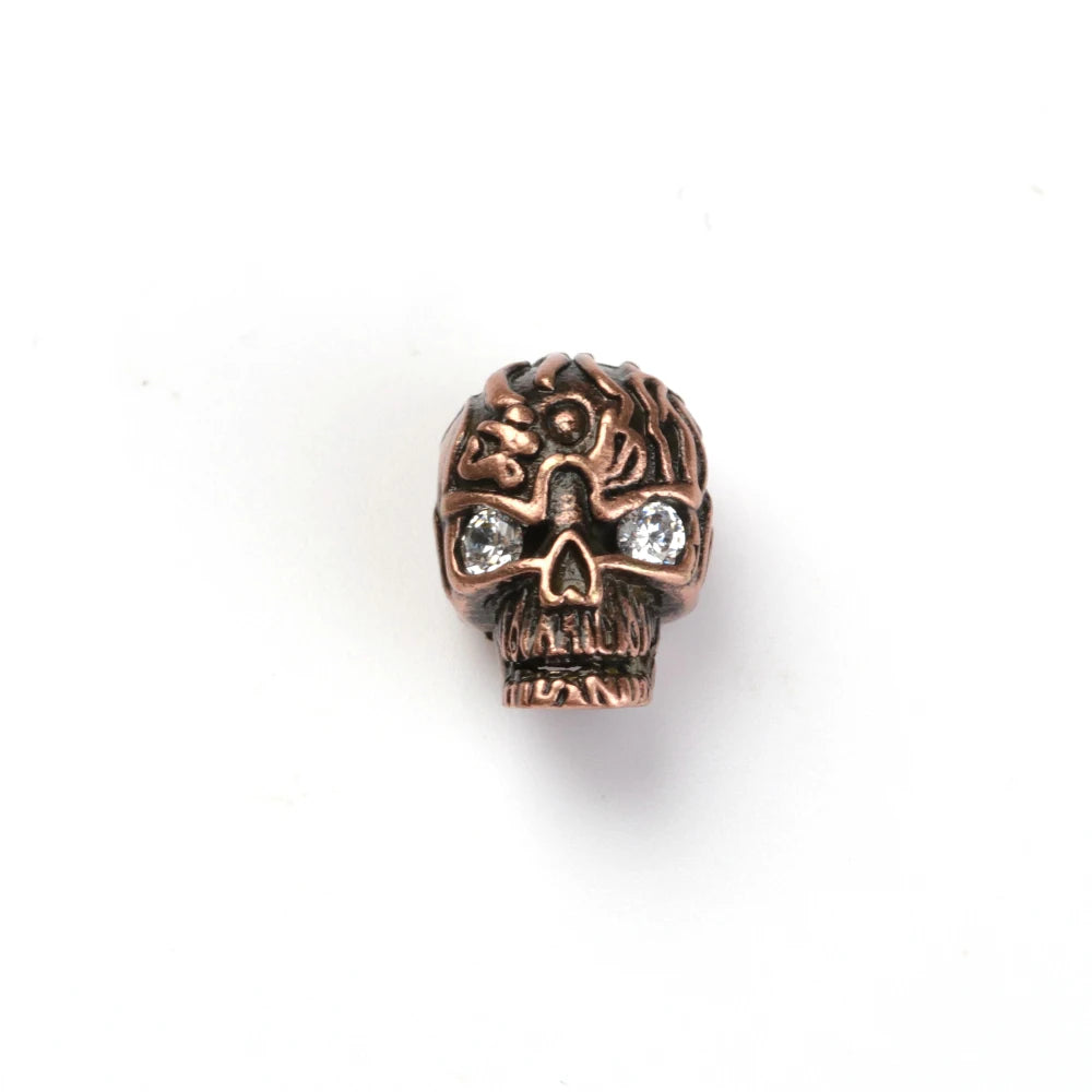 Micro Pave Skull Beads Charm New Design Faceted CZ for Men Metal Beads for Bracelet Making Handmade Jewelry