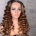 Factory Direct Sale Highlight Medium Brown Color Peruvian Virgin Human Hair Transparent Lace Front Wig