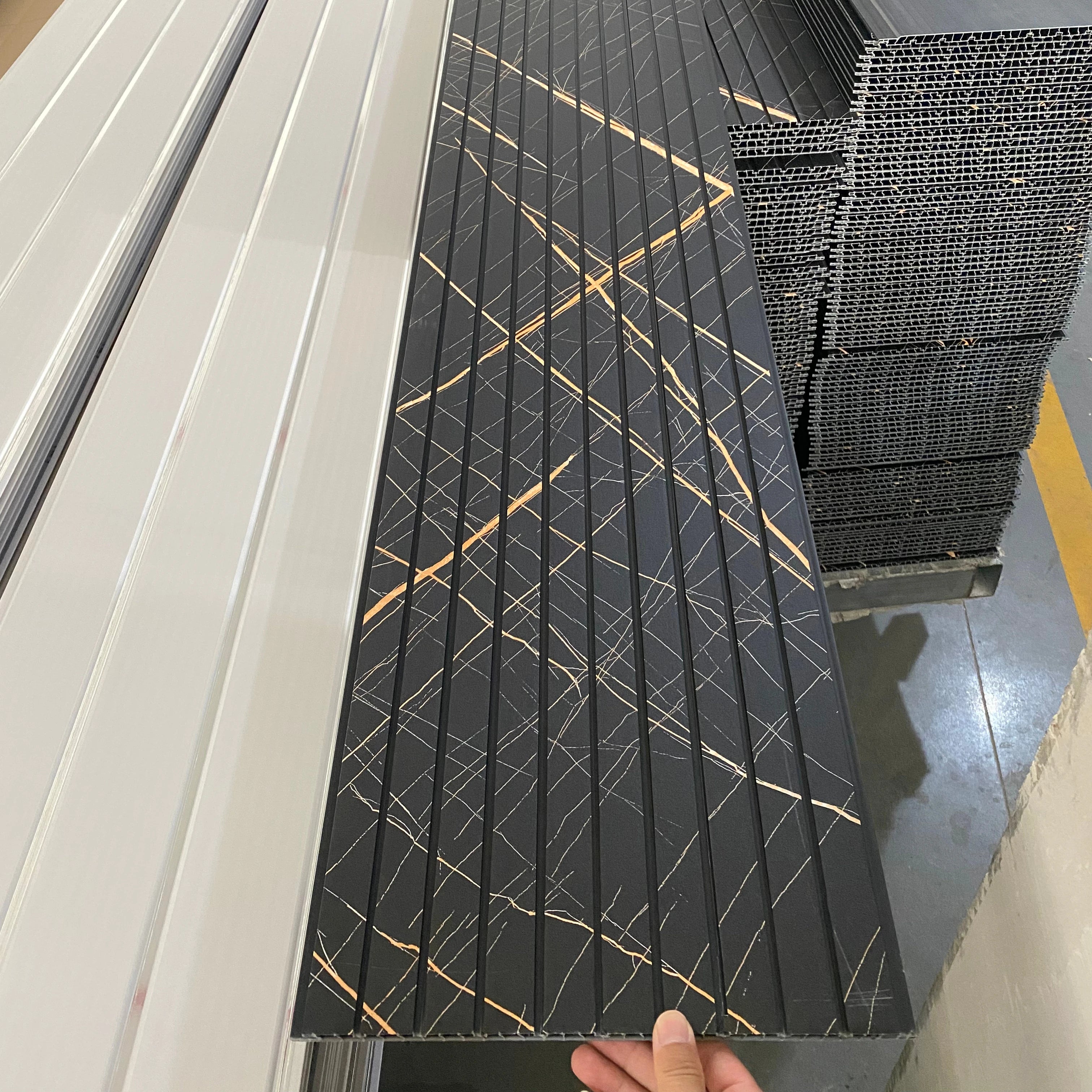 Multiple Design Wood Gains Series Factory Price Plastic Composite PVC Coating Cladding Fluted PVC Ceiling Panel