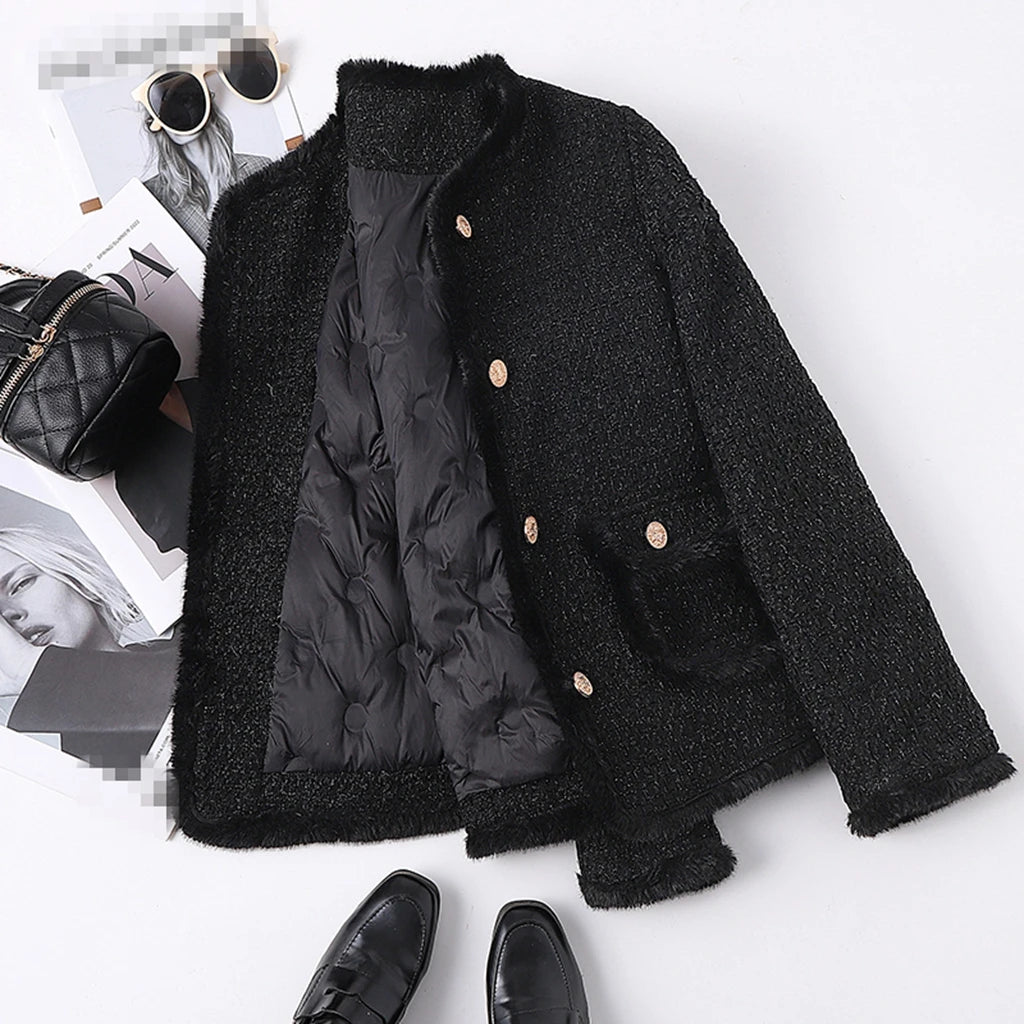 Women's Winter Thick Warm White Duck Down Inner Tank Coarse Floral Coat Wholesale Clothing