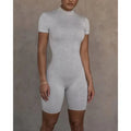Wholesale Half High Neck Bodycon One Piece Jumpsuits Shorts for Women Cotton Knitted Rompers Ladies Turtle Neck Jumpsuit