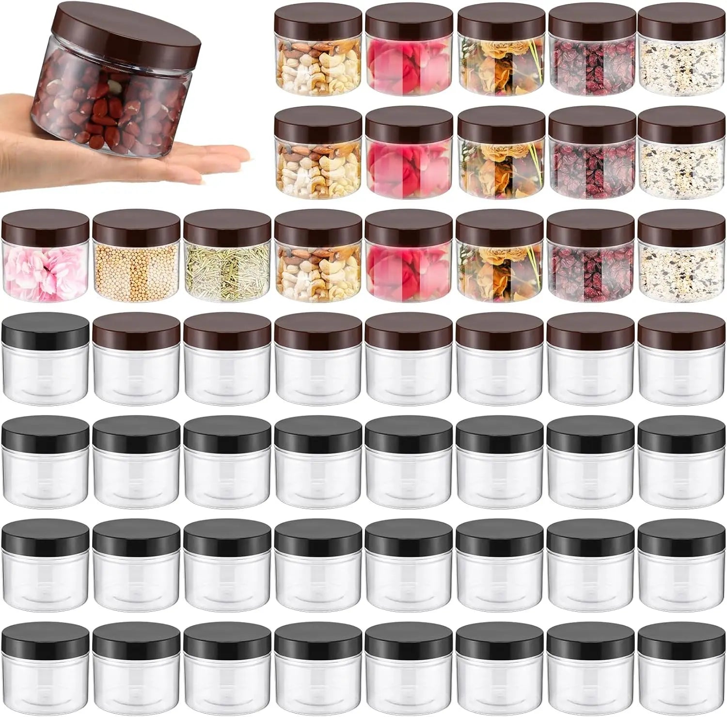 Clear PET Spice Plastic Food Jar Lid 250ml 300ml 400ml 500ml Capacity for Honey Cookie Candy Sugar Snack Salad Chocolate Storage