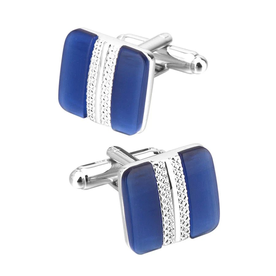 Wholesale Blue Agate Stone Premium Cufflinks Custom Mens Suit Shirt Fashion Accessory Wedding Tuxedo Trendy Jewelry Gift Set