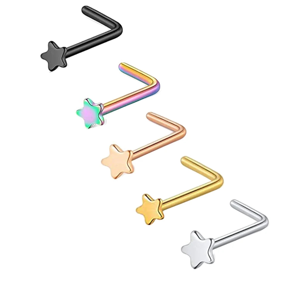 Women Men's Stainless Steel CZ Nose Ring Hoop Paved Flower Leaf Cartilage Earrings Nose Piercing Jewelry Silver Gold Rose Gold