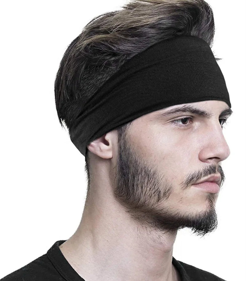 New Fashion Sports Hair Band Yoga Sweat-absorbing Men's Running Fitness Headband Elastic Cotton Headband Solid Color Hair Band