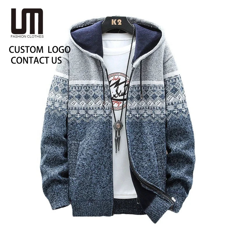 2025 Men's Winter Hooded Cardigan Jacket - Knitted Sweater Coat (Outdoor Casual Wear)