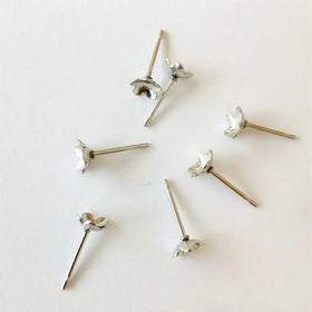 5 Petal Gem Nostril Pin Stud Jewelry 3.5mm Flower Top Ends Stainless Steel Earring Backs Post Ear Stud Pin Ball Post with Loop