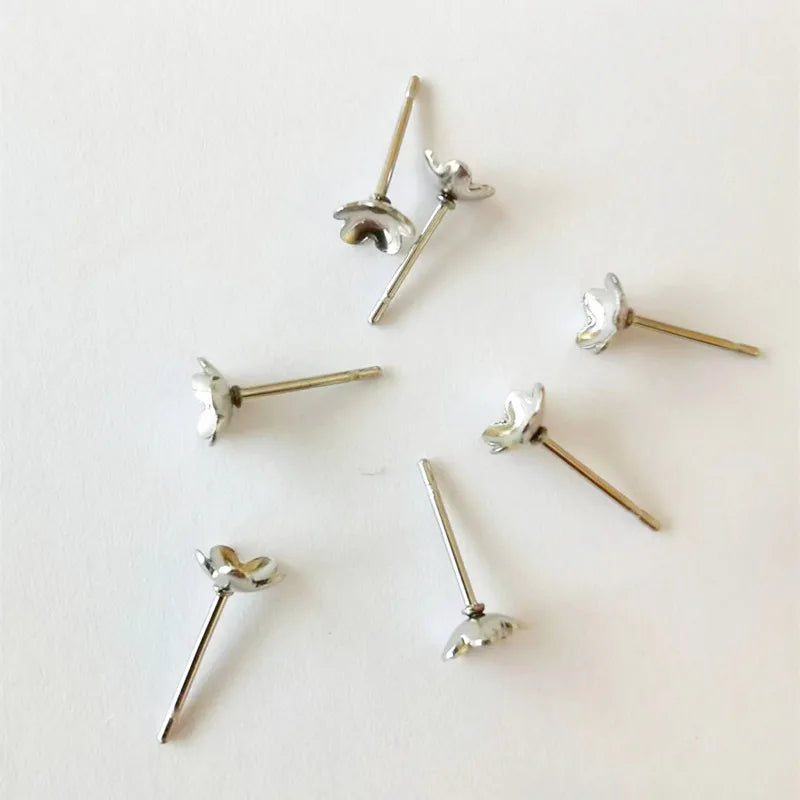5 Petal Gem Nostril Pin Stud Jewelry 3.5mm Flower Top Ends Stainless Steel Earring Backs Post Ear Stud Pin Ball Post with Loop