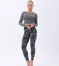 2 Piece Set Solid Breathable Eco-Friendly Woman Sport Long Sleeve Top Fitness Yoga Wear
