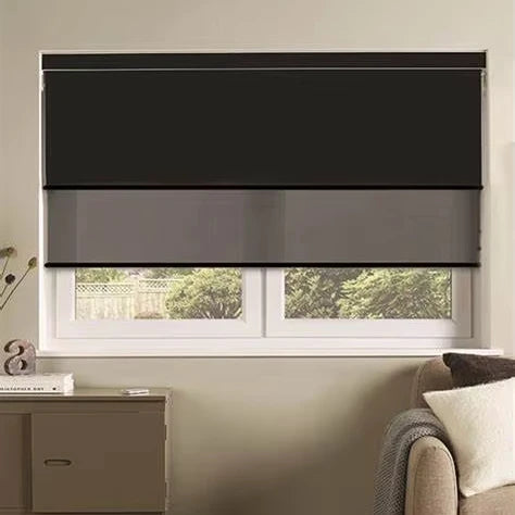 Smart Motorized Double Roller Blinds Tuya Zigbee Wifi Control Electric Motor Window Roller Blinds