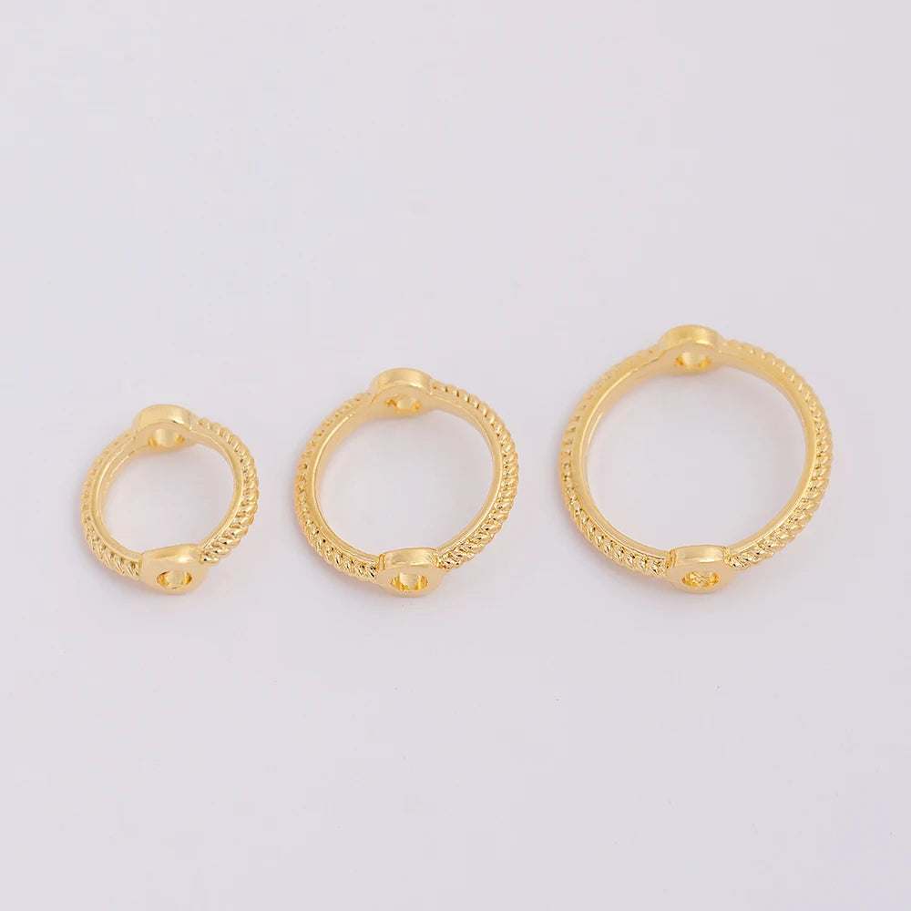 DIY Handmade Jewelry Accessories Pattern Round Bead Jump Ring 18K Gold Plated Brass Double Hole Jump Ring
