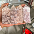 Kindfull Hot Sale Natural Crystal Gemstone Hand Carved Pink Amethyst Tower for Decoration