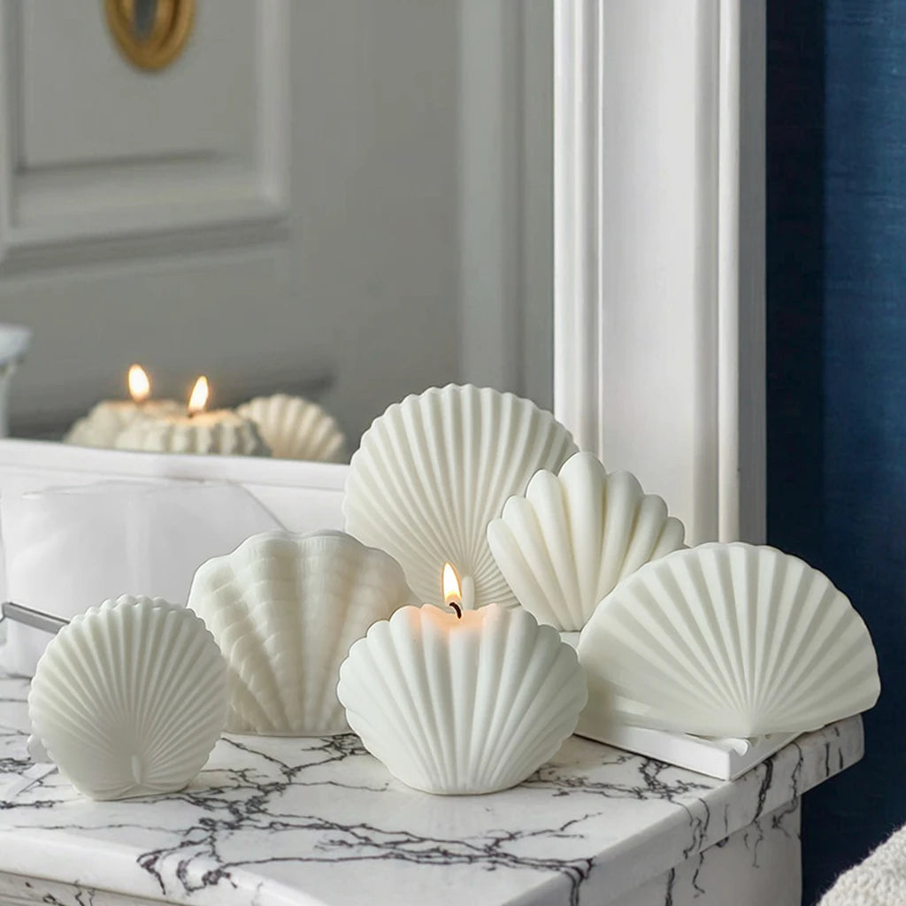 Wholesale 3d Ocean Shell Candle Mold Diy Handmade Aesthetic Decor Beach Shell Scented Soap Plaster Mold  for Home Decoration