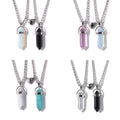 Lovely Magnetic Heart Couple Necklace Natural Stone Hexagon Bullet Crystal Point Gemstone Pendant Necklace Set for Women Men