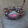 Colorful Bohemian Style Bracelet for Women Girls Multi-Layer Natural Sea Sediment Beaded Dainty Crystal Gemstone Trendy Chic