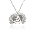 Gold Plated Sunflower Locket Necklace 'You Are My Sunshine' Engraved Pendant Anniversary Jewelry for Women for Parties