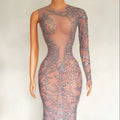 Women's See Through Clothing Diamond Pearls Tassel Dress Party Birthday Wedding Guest Dresses Ladies Women