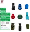Custom Color Fashionable PVC Plastic Drawstring Elastic Stopper Rope Spring End with Pom Cord Lock Stopper