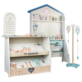 Wooden Children Pretend Combined Hospital Set Doctor Nurse Role Play Kids Educational Wooden Toy