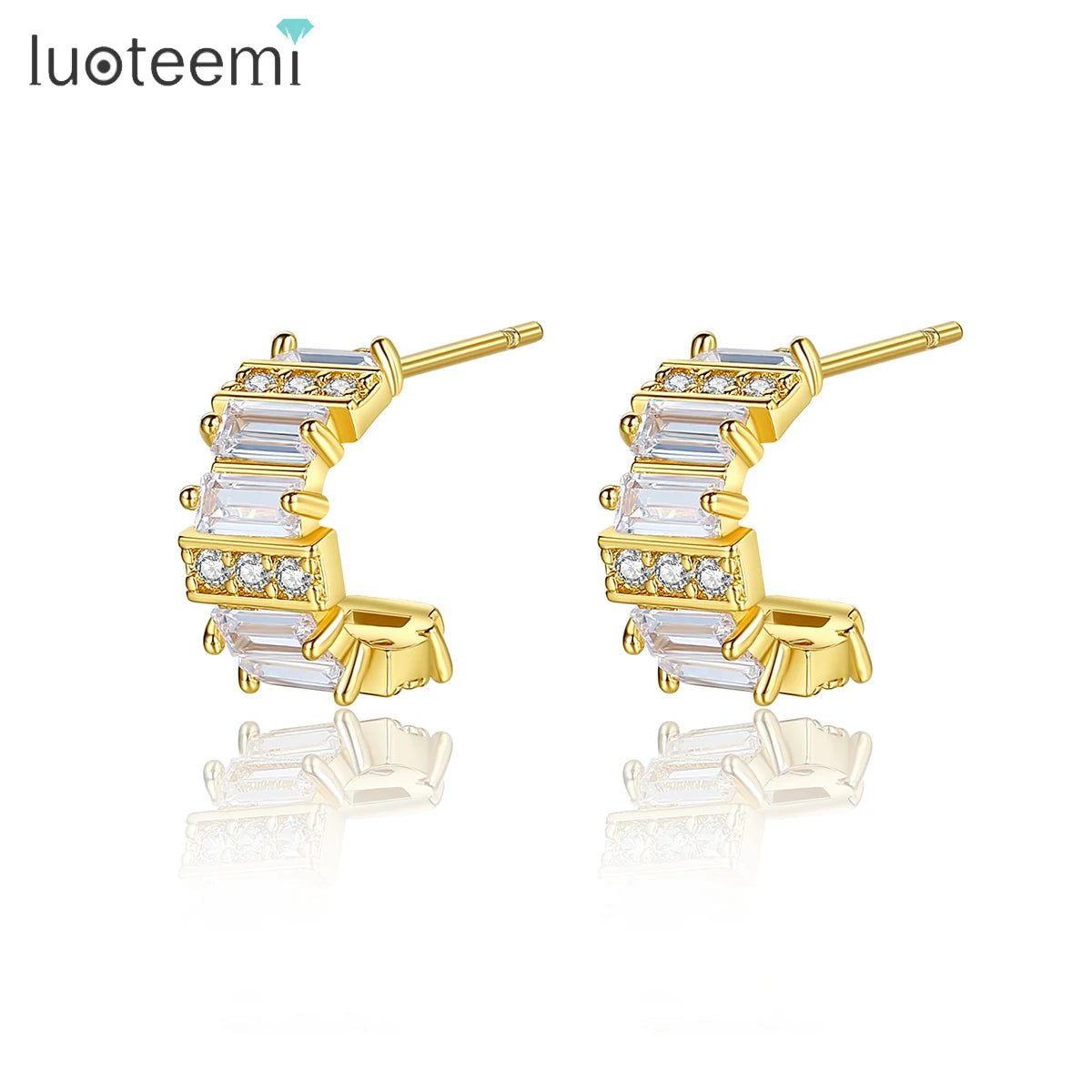 LUOTEEMI Cubic Zirconia New Earing Lady Korean Statement Abstract Accessory Woman Fashion 2026 Earring