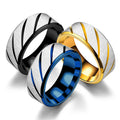European Fashion Design Simple Double Bevel Embossed Twill Rings Popular Stainless Steel Rings for Women Men