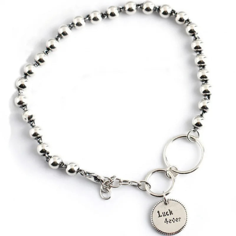 European and American Sterling Silver Bear Rabbit Letter Bracelet Female Ins Niche Design Luck Good Luck Retro