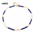 High Quality Modern Design Lapis Lazuli Gemstone Handmade Pearl Beads Nature Stone Choker Necklace