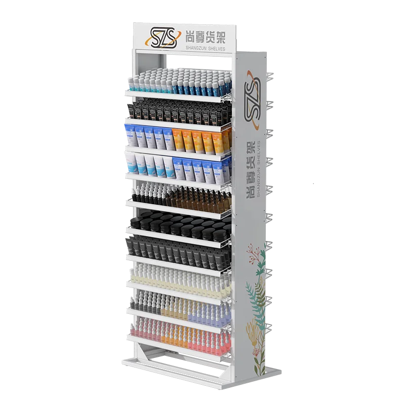 Factory Retail Nail Polish Wall Rack Display Stand and Perfume Shop Display Stand With Logo on Two Side and Top