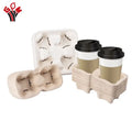 Custom Portable Coffee 2 Cup Holder Paper Tray Logo Takeaway Paper Cup Holder for Hot Coffee Paper Cup Holder