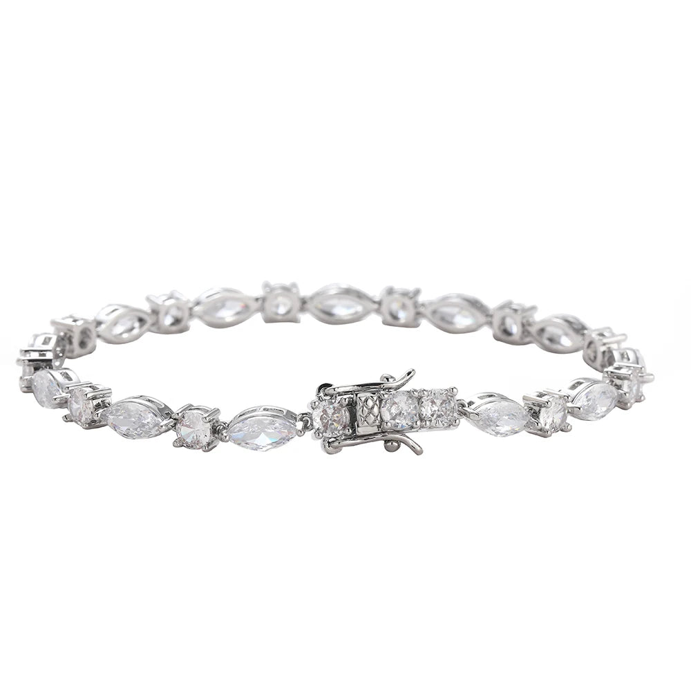 BB139 Brass CZ Jewelry Tennis Chain Bracelet for Men and Women Wedding Party Gift