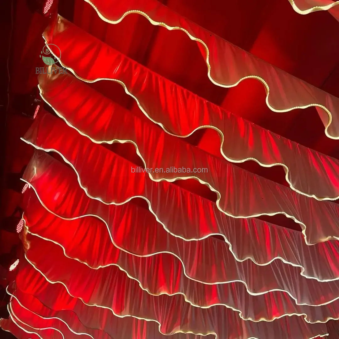 2025 New S-Shaped Luxury Hanging Wedding Curtain Event Stage Lighting Ceiling Decoration for Wedding