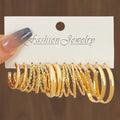 6Pcs/Set Earring Set Fashion Gold Color Twisted Chain Hoop Earrings for Women Jewelry