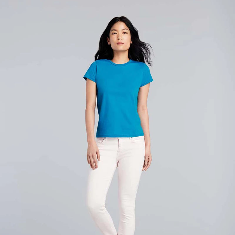 2025 180g Plain Cotton T-Shirt for Women Summer Fashion Soft Breathable Customizable Logo Black 100% Cotton Casual Style