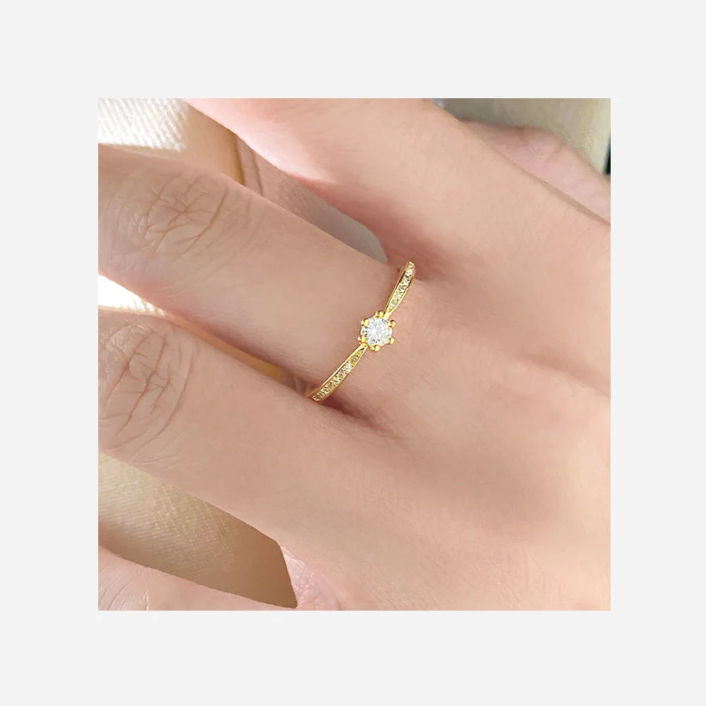New Design 925 Sterling Silver Rings 18K Gold Plated Zircon Rings for Girls