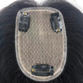 Skin Silk Base Human Hair Topper With Clips in Silk Top Human Remy Hair Toupee for Women Fine Hairpiece