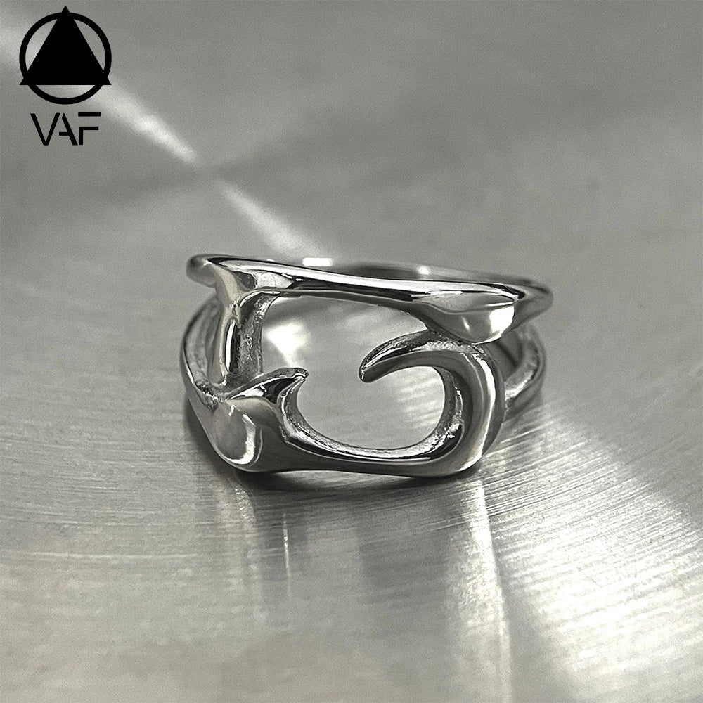 VAF Cool Hollow Sharp Tusk Ring Stainless Steel Spiked Unisex Ring Bague Unisexe a Pointes Creuses En Acier Inoxydable