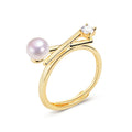 Hot Sale Balance Beam Ring Jewelry 18K Gold Plated Natural Freshwater Pearl Ring for Women