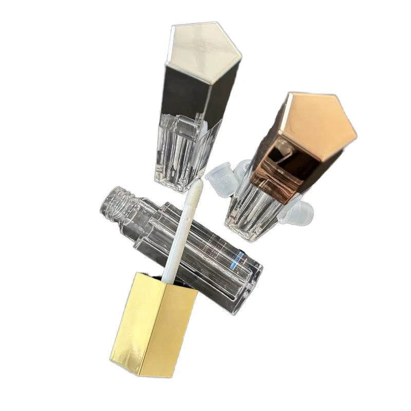 Plastic Cosmetic Packaging 5ml Rose Gold Pentagram Lipstick Tube with Screw Cap Custom Logo Hot Stamping Surface