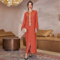 Latest Design Muslim Dress Abaya With Hooded Long Dress Shiny Beadings Solid Color Abayas for Women Muslim