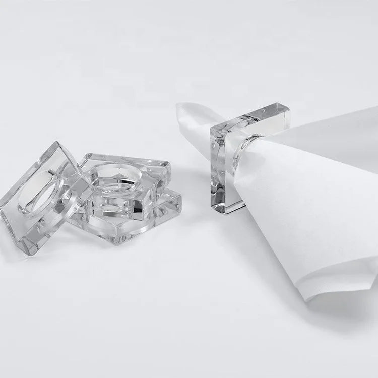 2022 Clear Lucite Acrylic Eco-Friendly Napkin Rings & Holder with Slot for Party Table Decoration Hotel Use